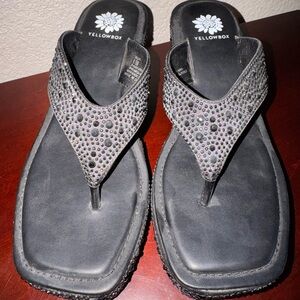 Brand New Yellow Box Women's Sparkling Black Sandals
